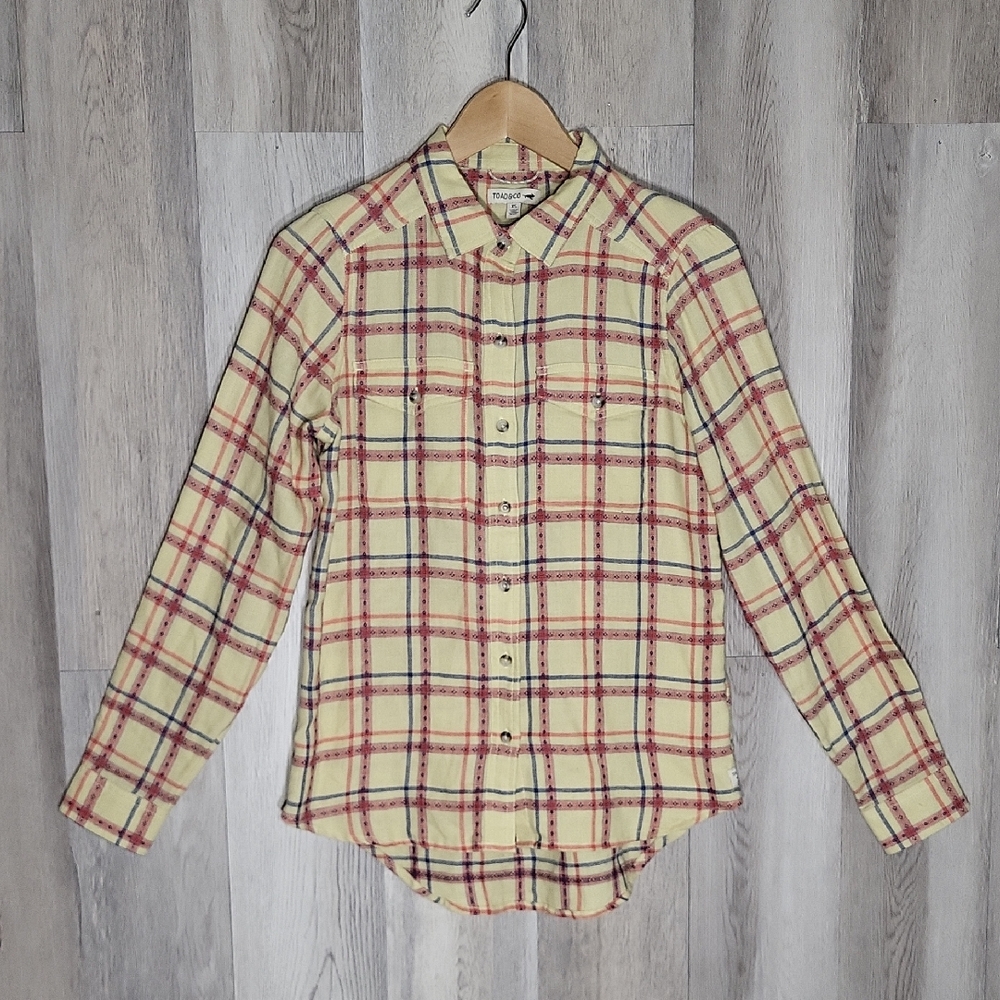 Toad & Co Womens XS Cairn Popover Button Up Shirt Plaid High Low Western Country